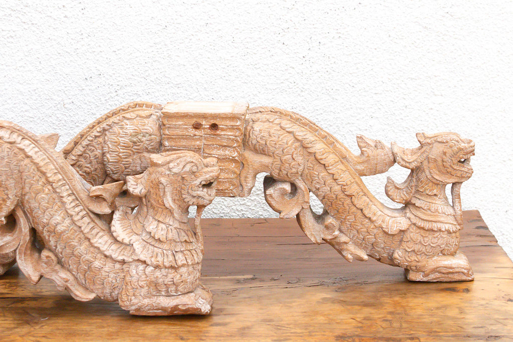 Naga Guardians Pair of Finely Carved Dragon Brackets