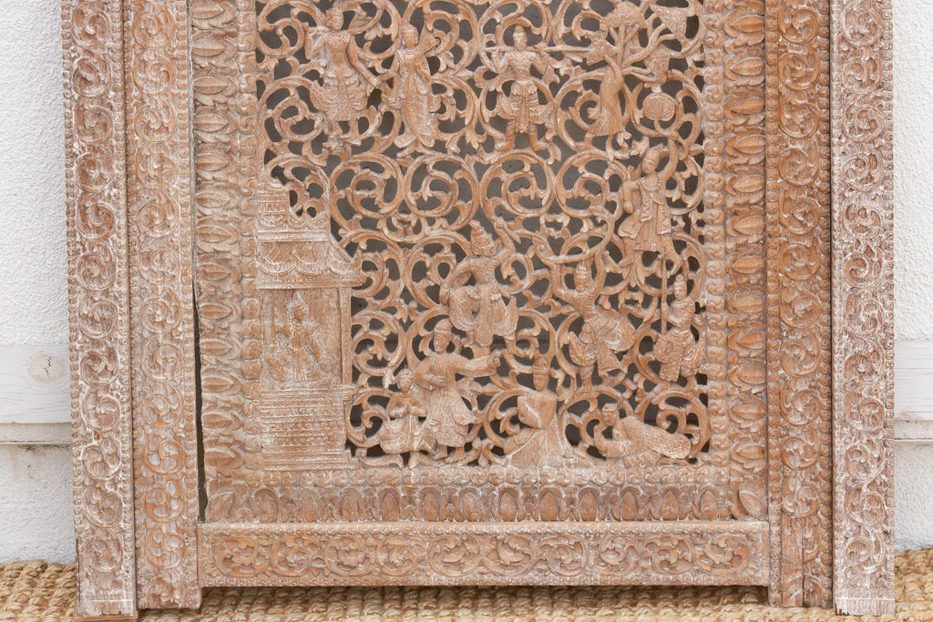 Mandalay Screen Antique Double Sided Pierced Carving Panel