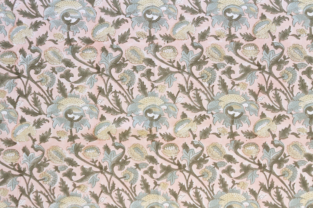 Sandstone Petal, Hand Blockprint Cotton Coverlet