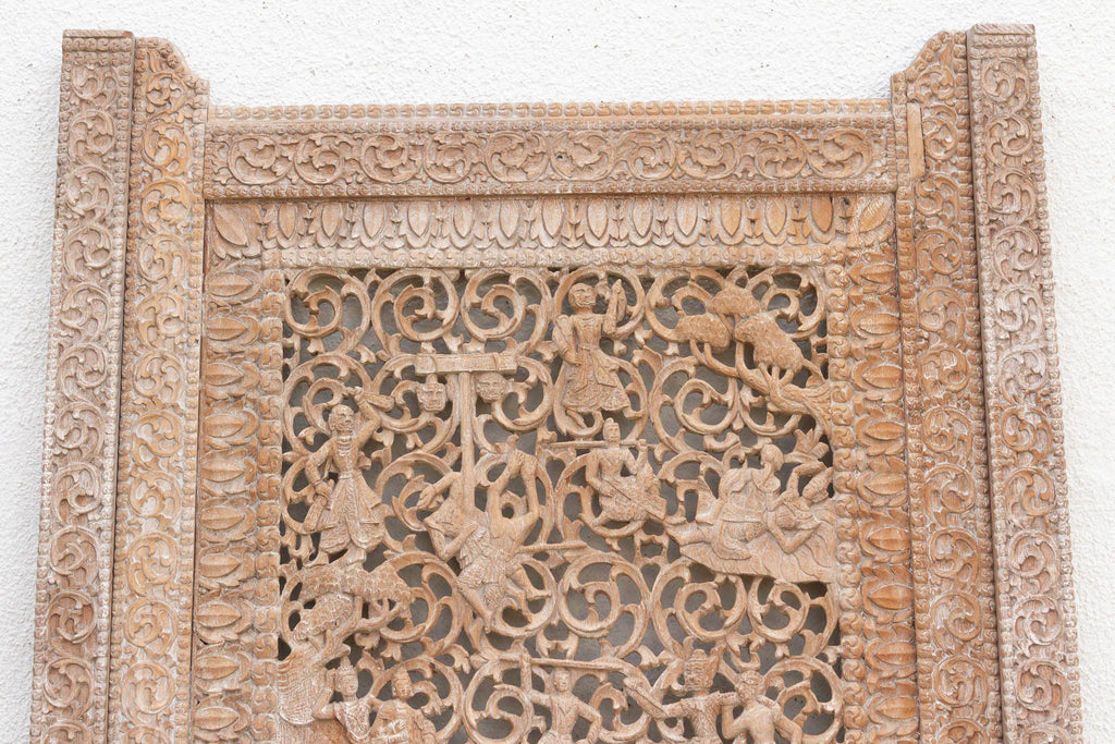 Mandalay Screen Antique Double Sided Pierced Carving Panel