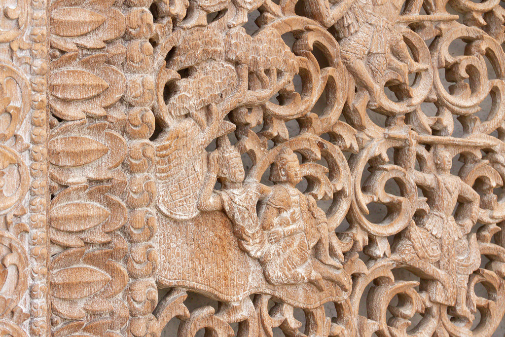 Mandalay Screen Antique Double Sided Pierced Carving Panel