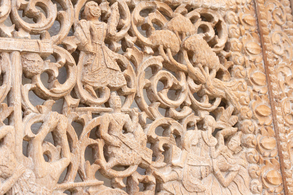Mandalay Screen Antique Double Sided Pierced Carving Panel