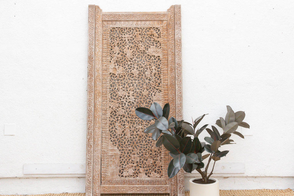 Mandalay Screen Antique Double Sided Pierced Carving Panel