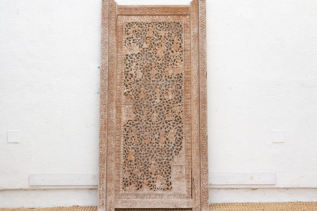Mandalay Screen Antique Double Sided Pierced Carving Panel