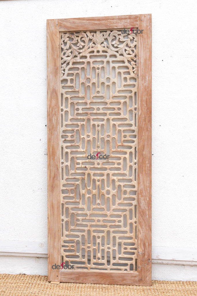 Reconstructed Ethereal Whitewash Lattice Carved Door