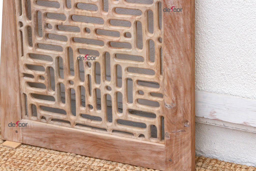 Reconstructed Ethereal Whitewash Lattice Carved Door