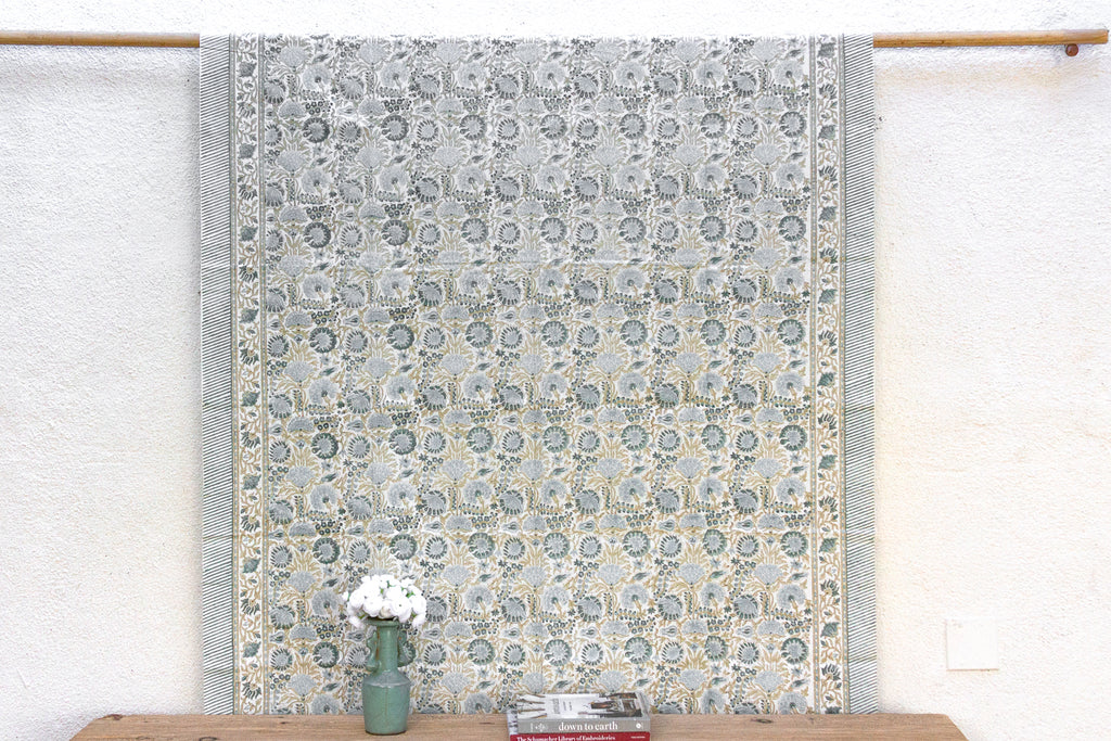 Jardin Secret, Hand Blockprint Cotton Coverlet