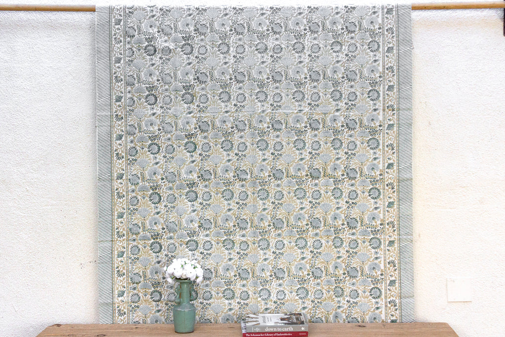 Jardin Secret, Hand Blockprint Cotton Coverlet