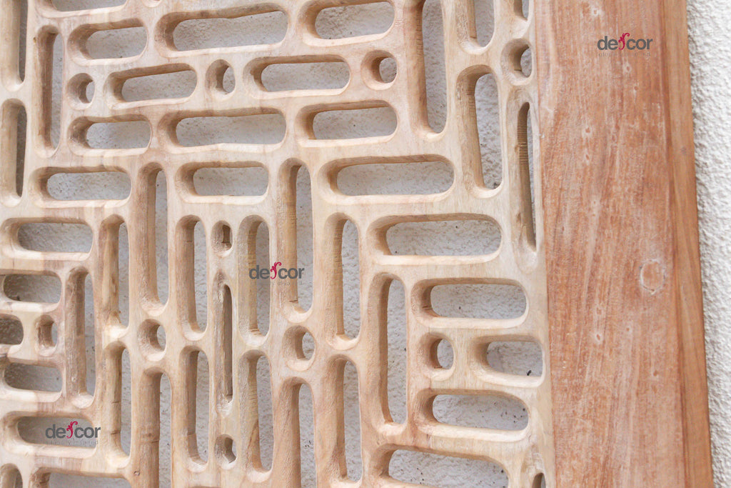 Reconstructed Ethereal Whitewash Lattice Carved Door