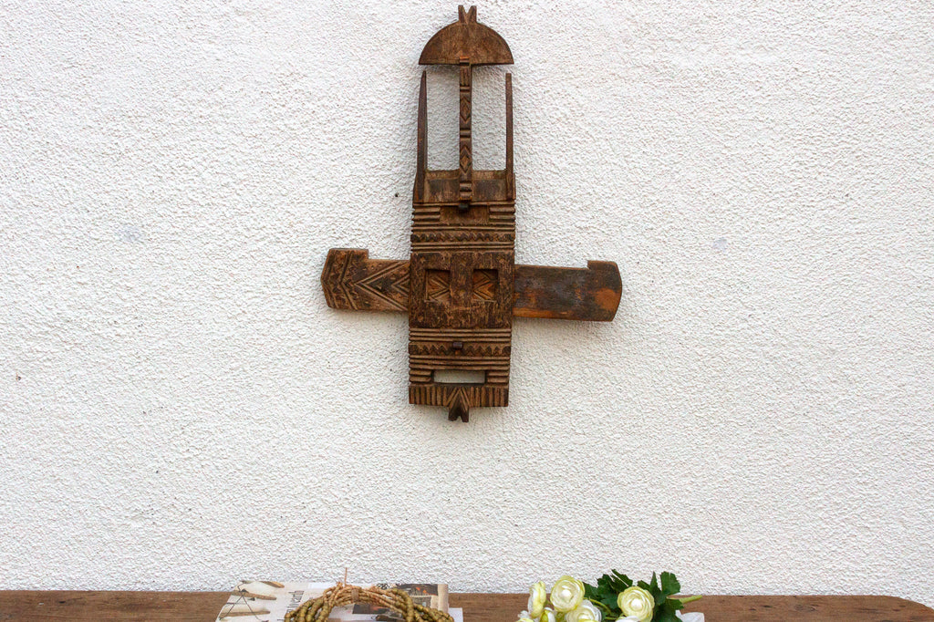 Antique Dogon Carved Door Lock From Mali