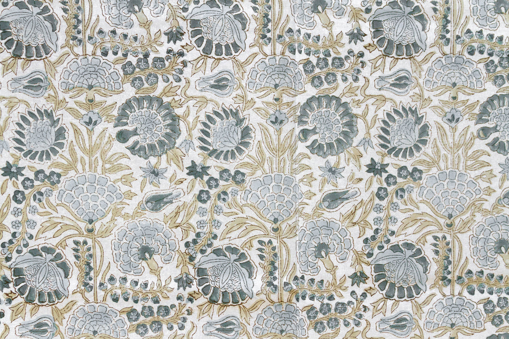 Jardin Secret, Hand Blockprint Cotton Coverlet