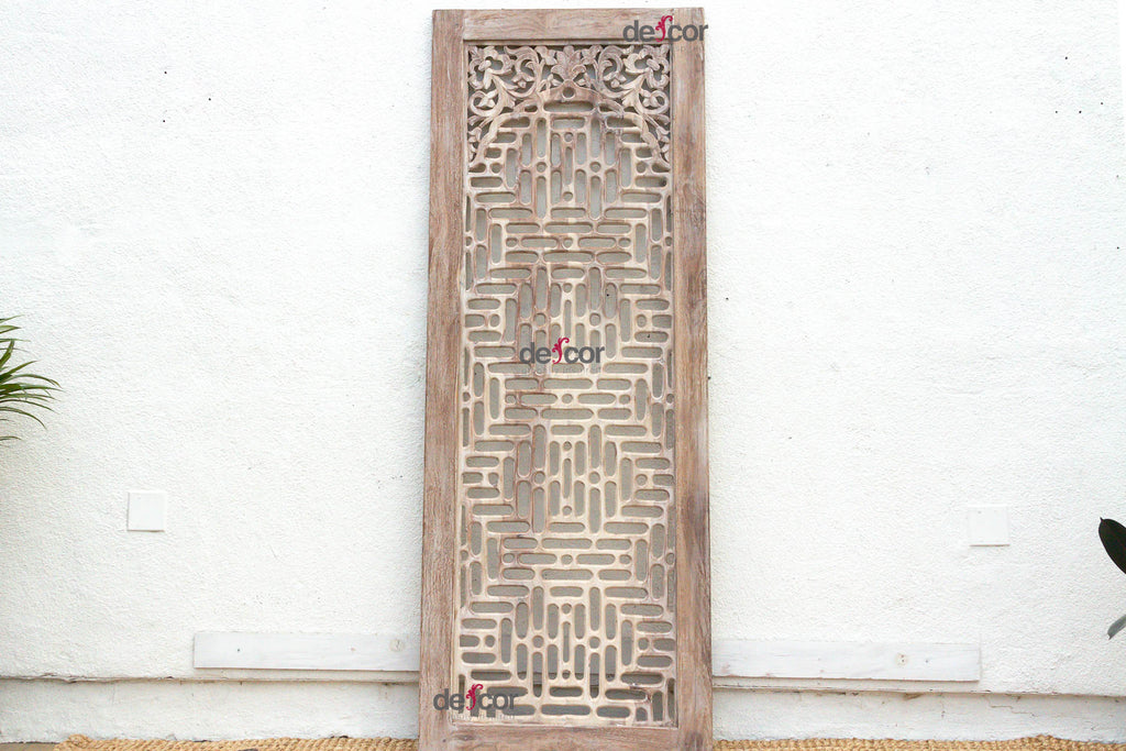 Temple Lattice Whitewash Teak Indian Door