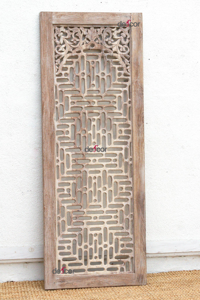 Temple Lattice Whitewash Teak Indian Door