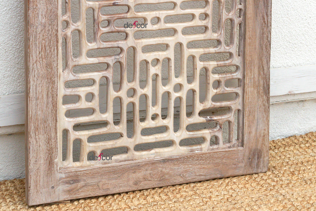 Temple Lattice Whitewash Teak Indian Door