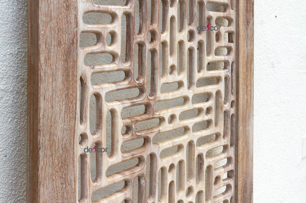Temple Lattice Whitewash Teak Indian Door