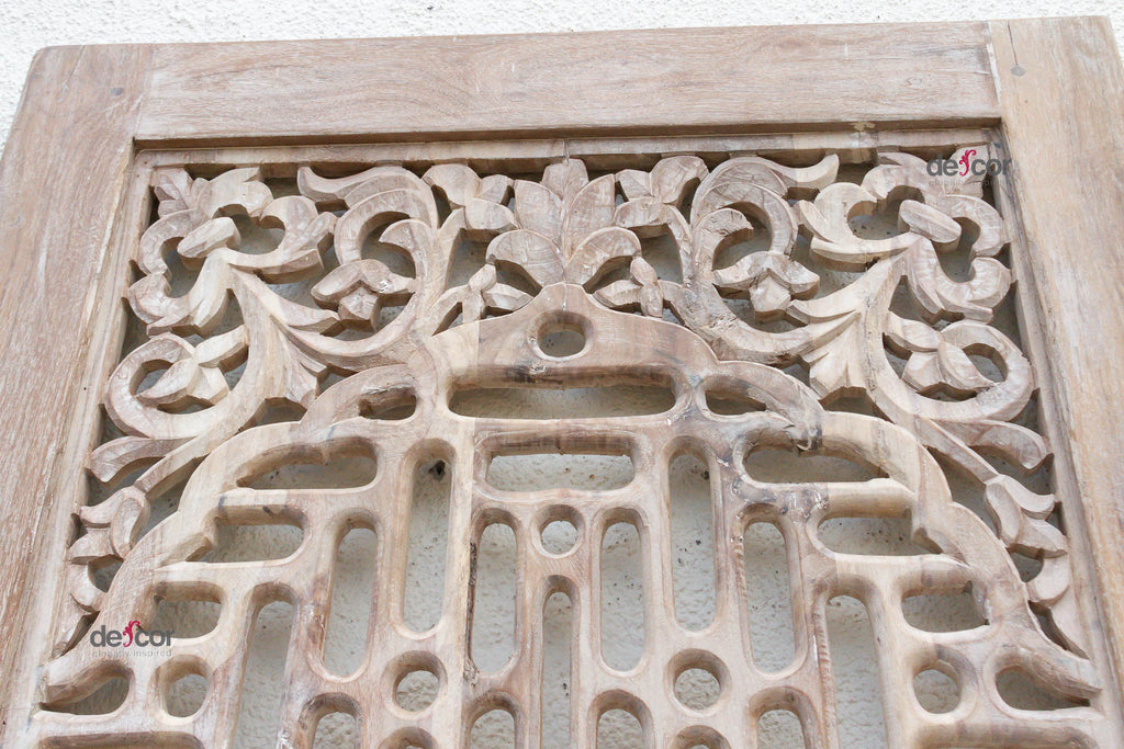 Temple Lattice Whitewash Teak Indian Door
