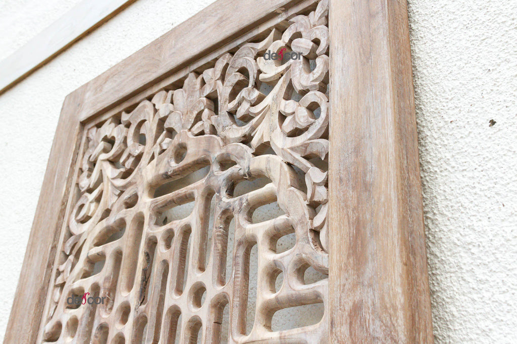 Temple Lattice Whitewash Teak Indian Door