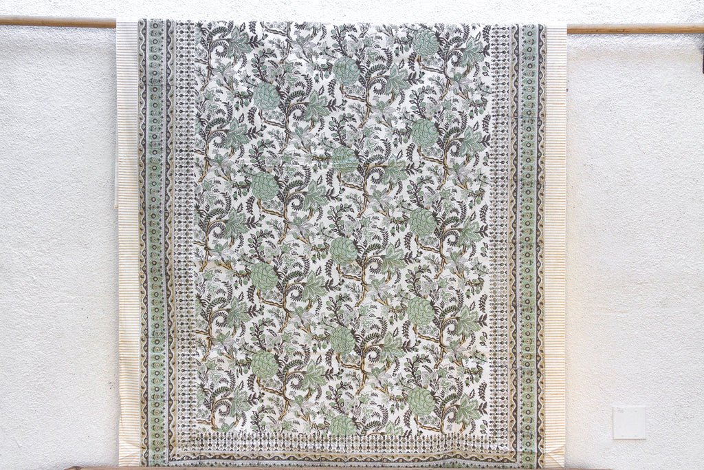 Olive Garden, Hand Blockprint Cotton Coverlet