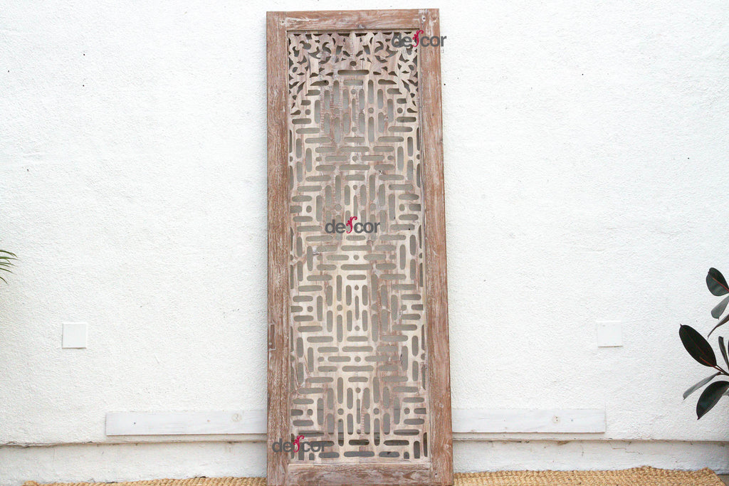 Temple Lattice Whitewash Teak Indian Door