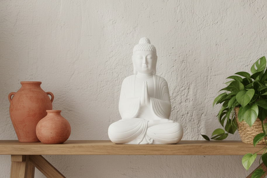 Large Finely Carved Marble Buddha (Trade)