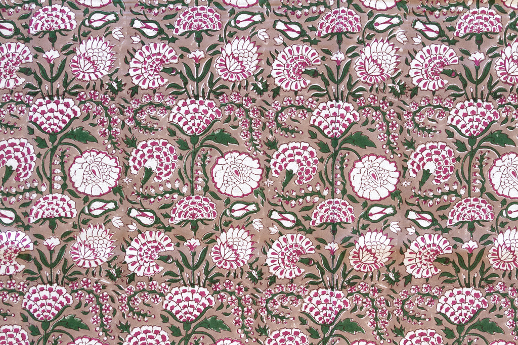 Wisteria Bloom, Hand Blockprint Cotton Coverlet