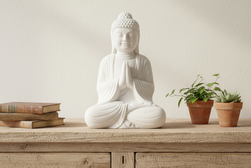 Burmese White Marble Seated Buddha (Trade)
