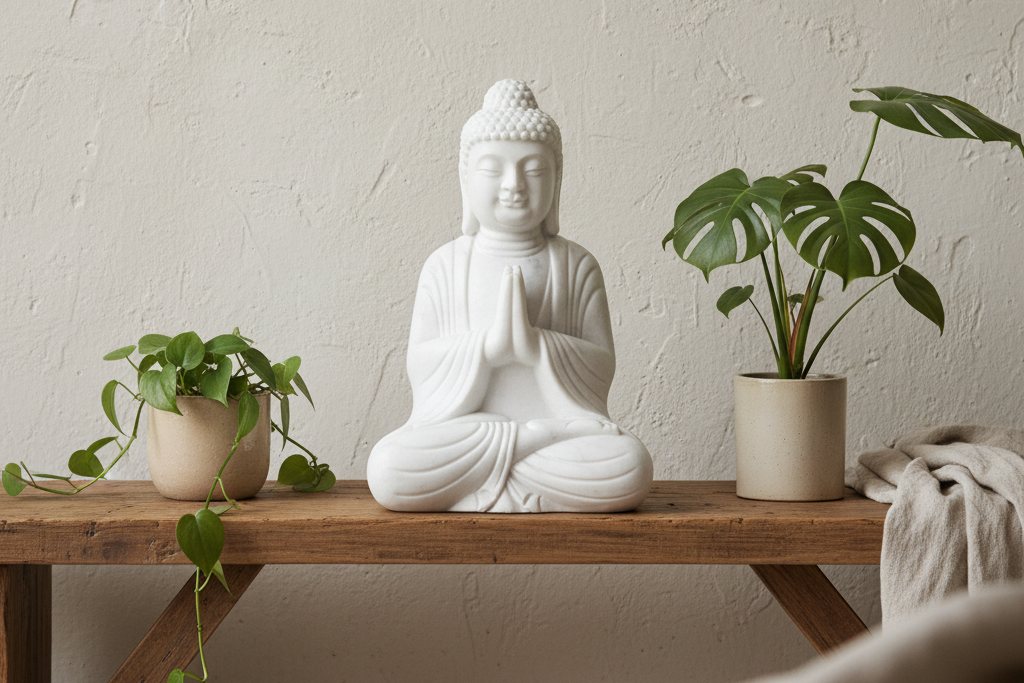 Serene Pure White Marble Buddha Statue (Trade)
