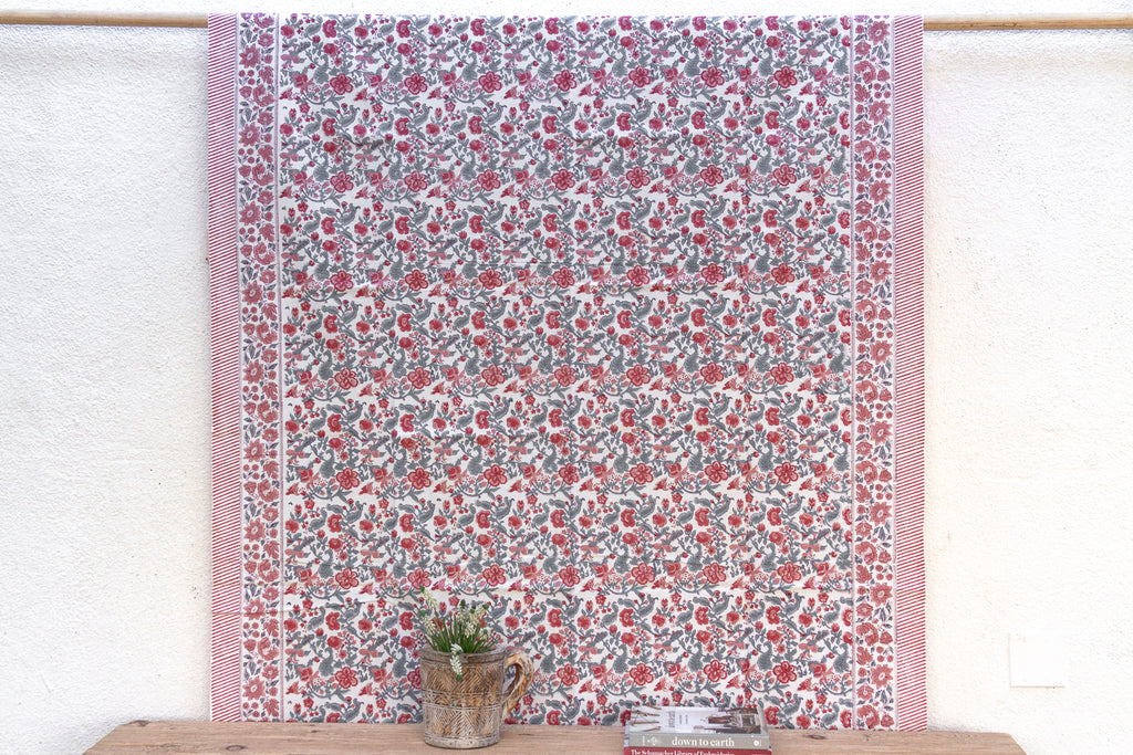 Maison des Fleurs, Hand Blockprint Cotton Coverlet