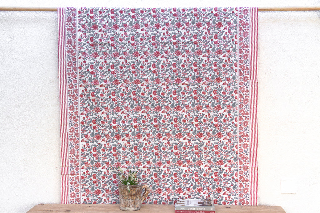 Maison des Fleurs, Hand Blockprint Cotton Coverlet