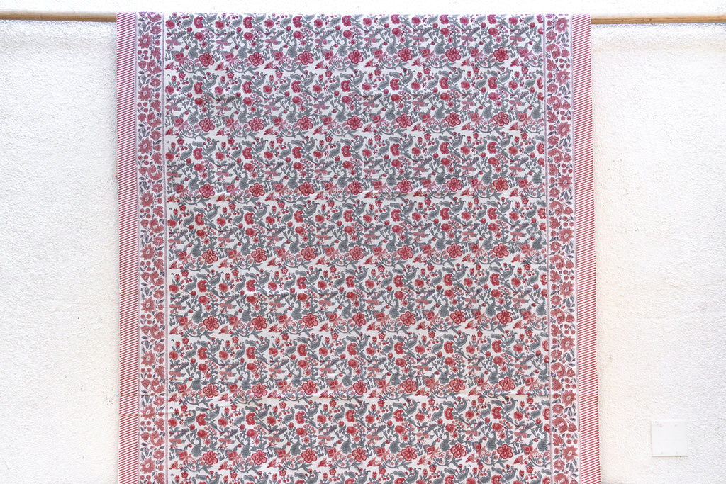 Maison des Fleurs, Hand Blockprint Cotton Coverlet