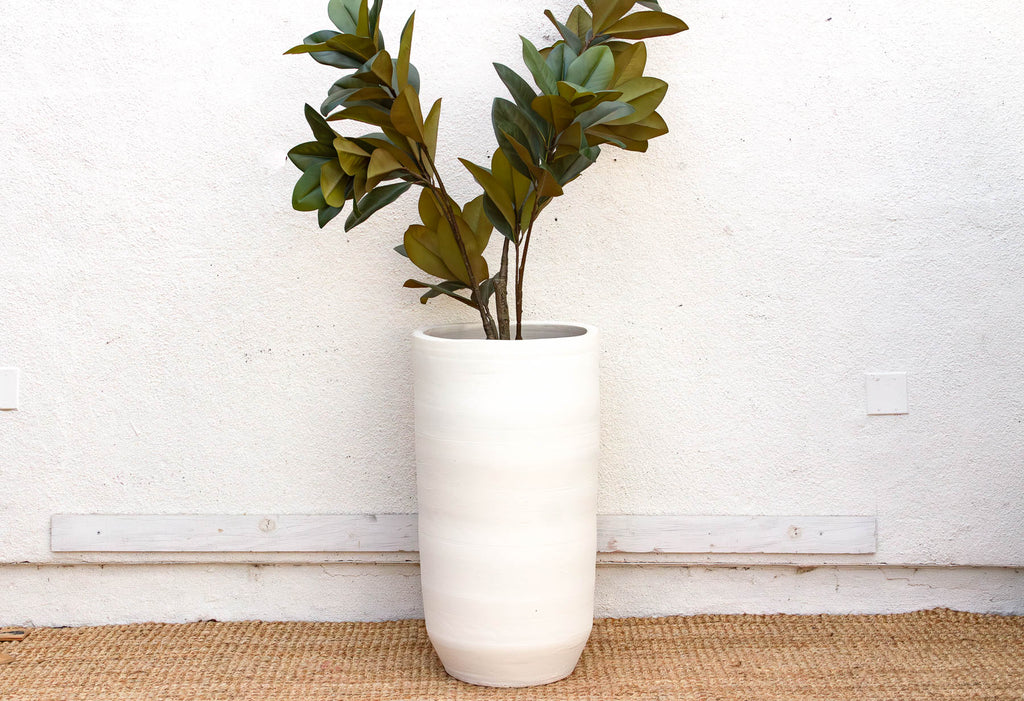 Modern Santorini Chalk White Clay Planter