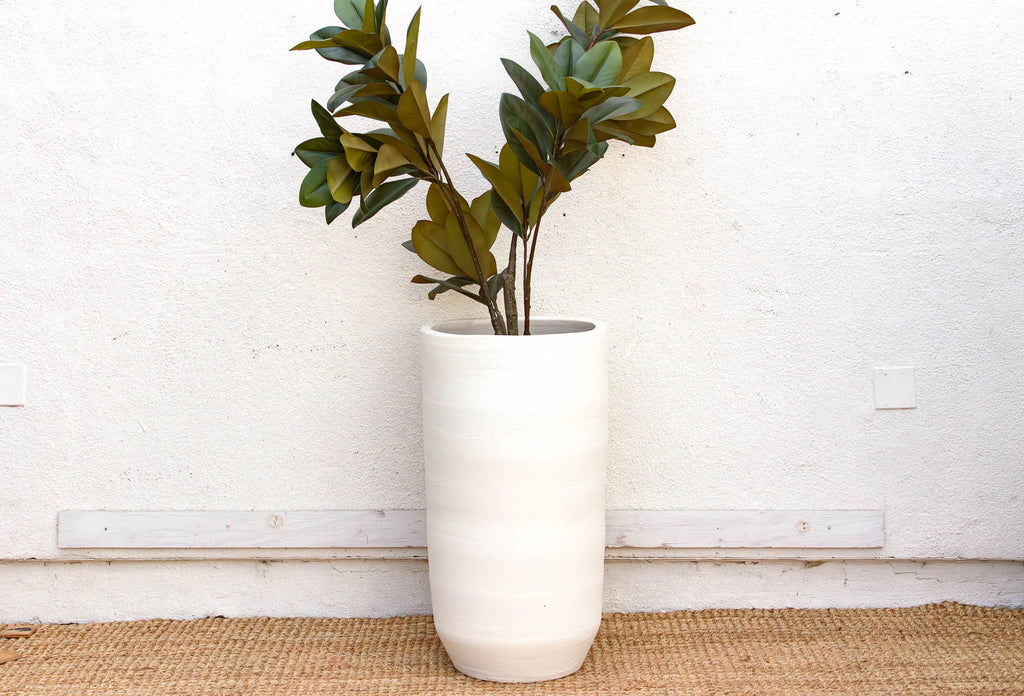 Modern Santorini Chalk White Clay Planter
