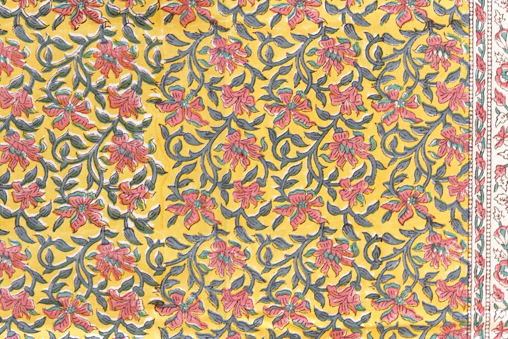 Poppy Haven, Hand Blockprint Cotton Coverlet