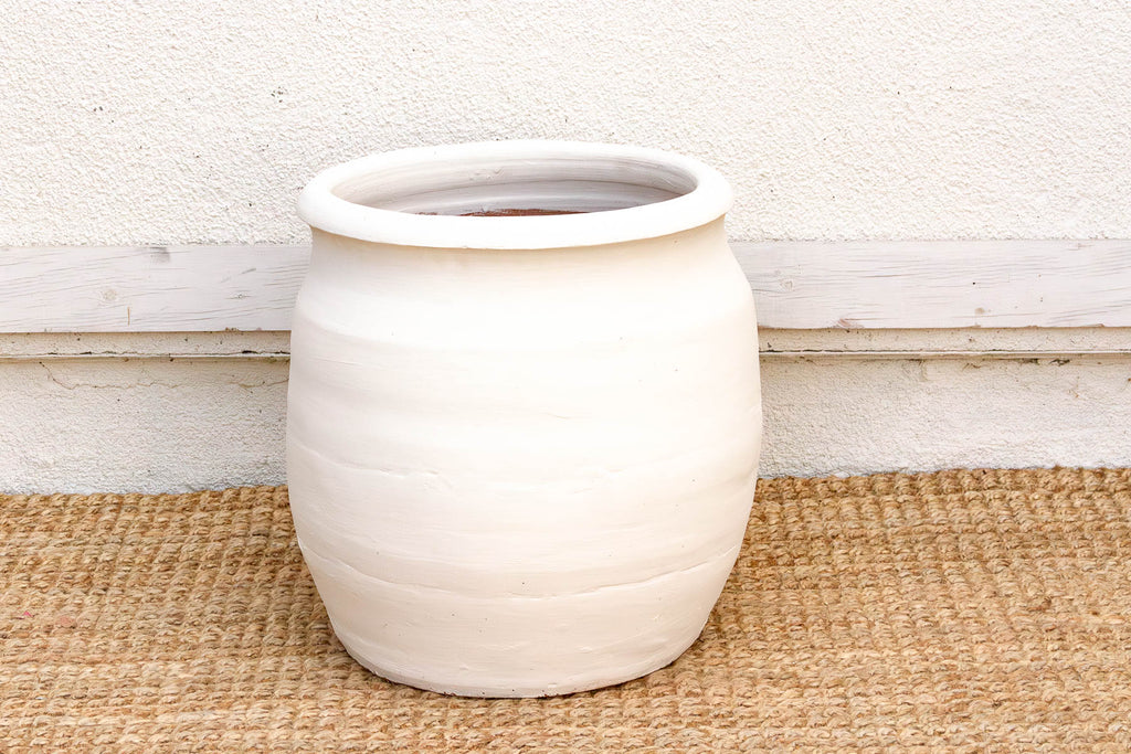 Rounded Paros White Mediterranean Terracotta Pot