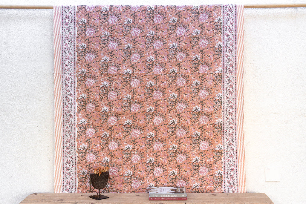 Summer Haze, Hand Blockprint Cotton Coverlet