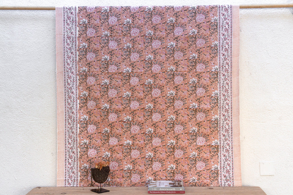 Summer Haze, Hand Blockprint Cotton Coverlet