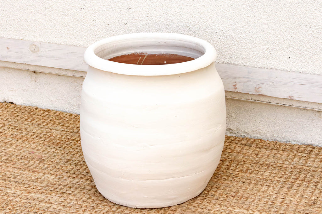 Rounded Paros White Mediterranean Terracotta Pot