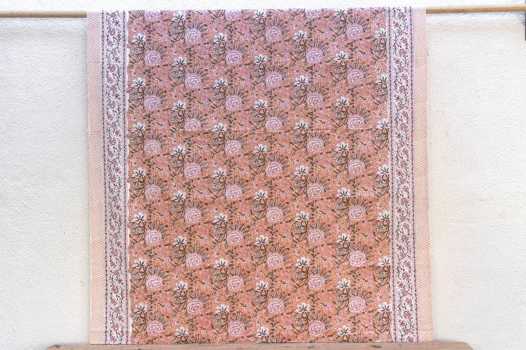 Summer Haze, Hand Blockprint Cotton Coverlet