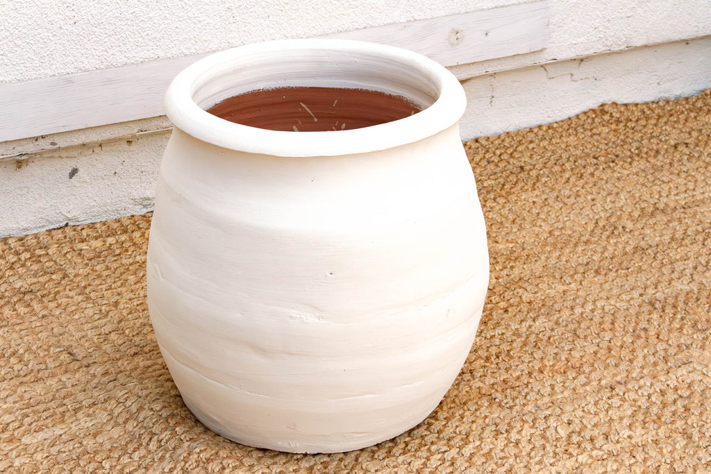Rounded Paros White Mediterranean Terracotta Pot