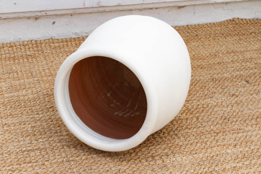Rounded Paros White Mediterranean Terracotta Pot