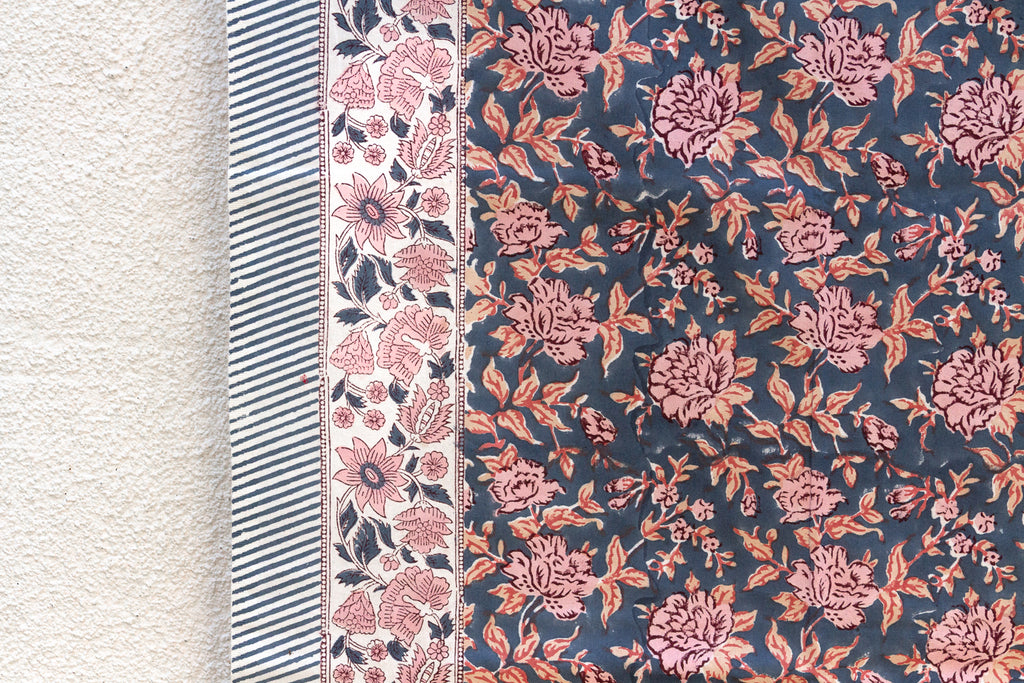 Desert Lily, Hand Blockprint Cotton Coverlet