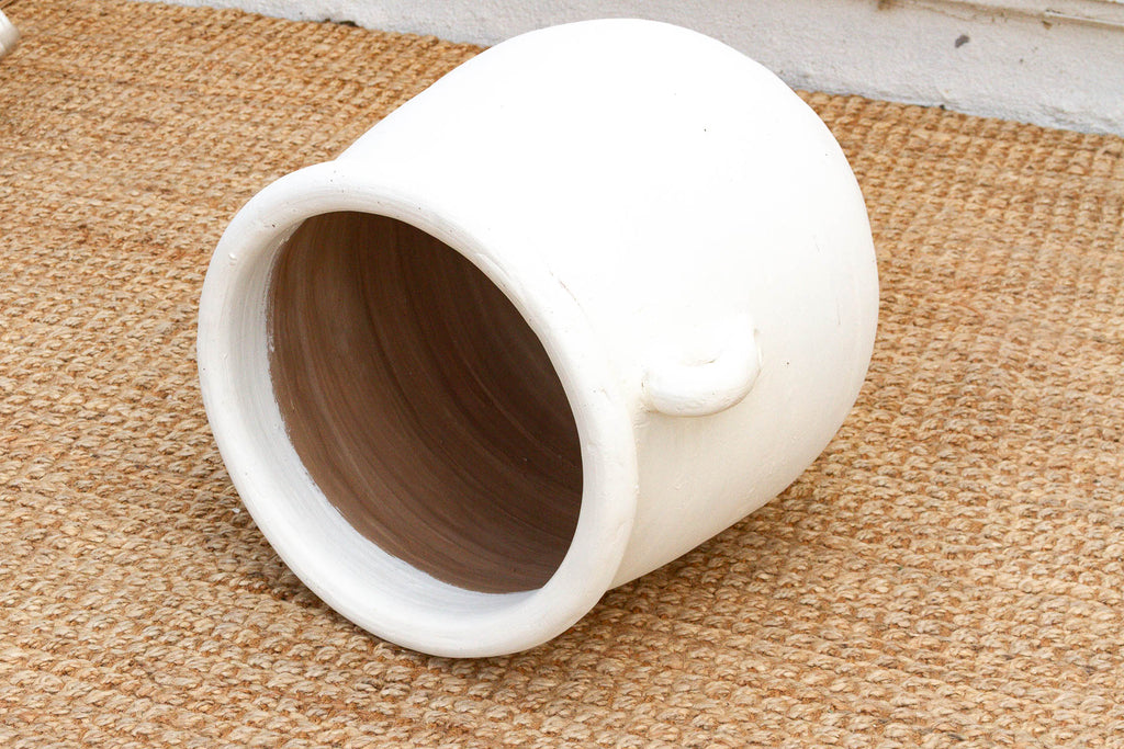 Handpainted Mykonos White Planter with Handles