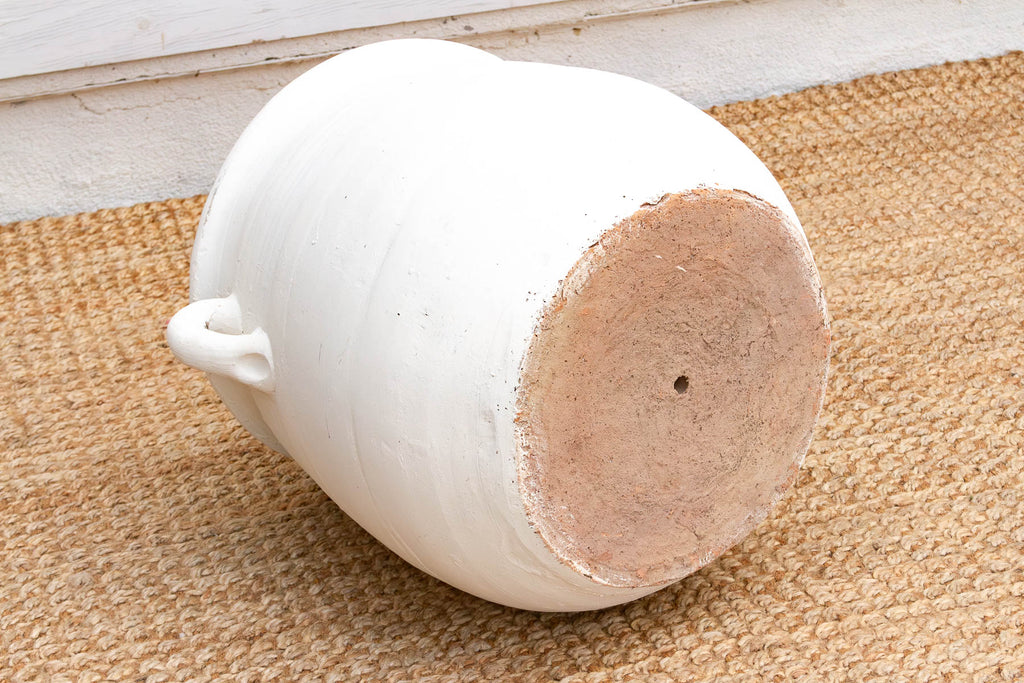 Handpainted Mykonos White Planter with Handles