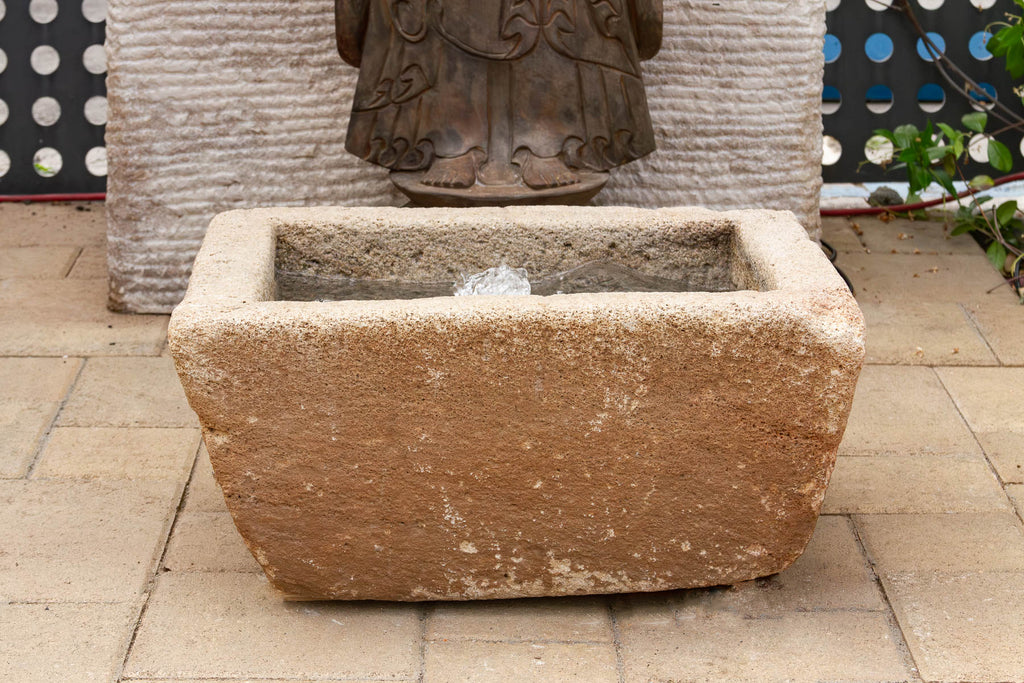 Antique Carved Sandstone Rustic Zen Fountain