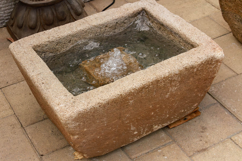 Antique Carved Sandstone Rustic Zen Fountain