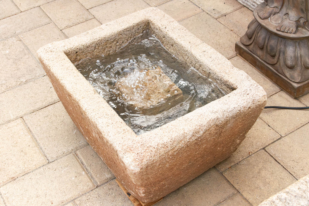 Antique Carved Sandstone Rustic Zen Fountain