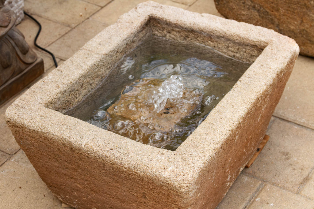 Antique Carved Sandstone Rustic Zen Fountain