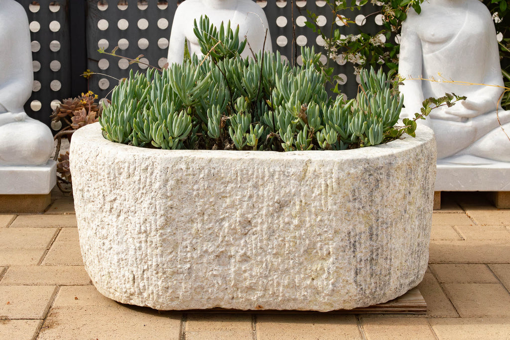 Monumental Chiseled Alabaster Marble Basin (Trade)