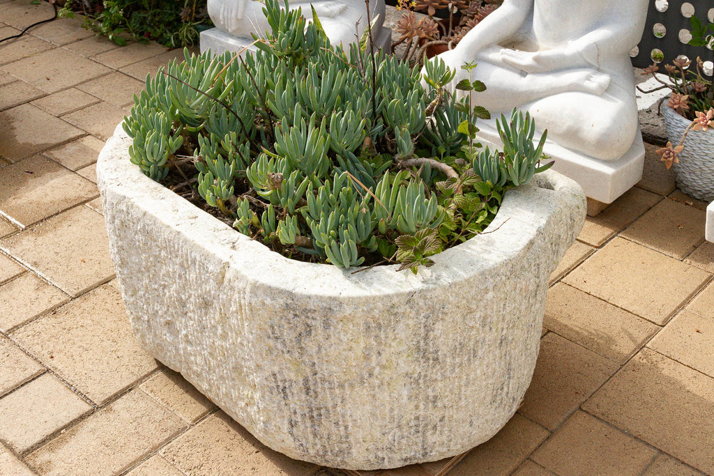 Monumental Chiseled Alabaster Marble Basin (Trade)