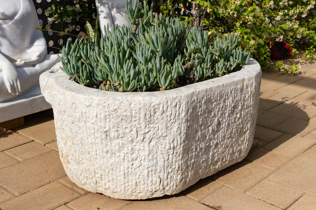 Monumental Chiseled Alabaster Marble Basin (Trade)
